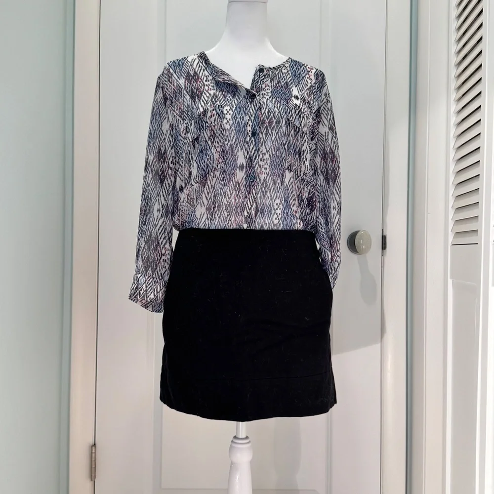 J Crew black wool mini skirt Sz 6 - Picture 1 of 4